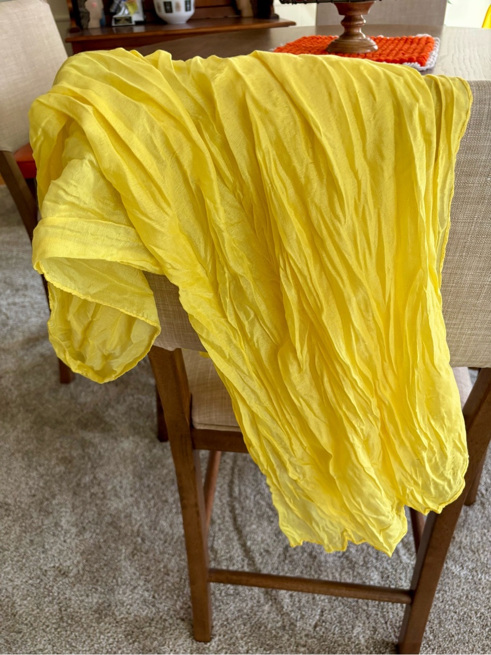 Yellow Crinkled Long Scarf